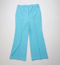 Vintage 70s Streetwear Womens 34 Textured Knit Bell Bottoms Pants Light Blue USA