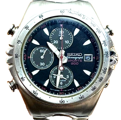 VINTAGE Seiko Macchina Sportiva Giugiaro Design 7T32-6H60 Chronograph Alarm#386B