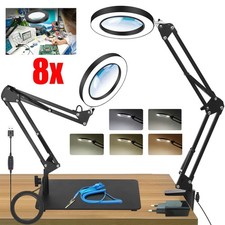 Beauty Glass With Magnifying Light Magnifier Lamp Clamp LED Lamp Desk 8X Stand