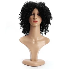 Afro Bomb Curly Wig Synthetic Fiber Water Wave Wig Hair Pieces For Women(Black)