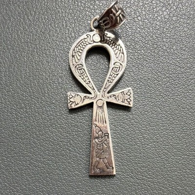 Sterling Silber 925 Ankh Kreuz Amulett Anhänger Ägyptisch Religiös Symbol 2 Zoll