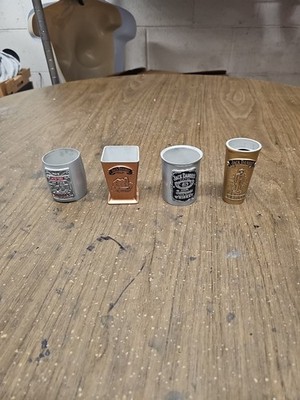Jack Daniels 2002 Pewter Metal Square round Whiskey Shot Glasses  Set of 4
