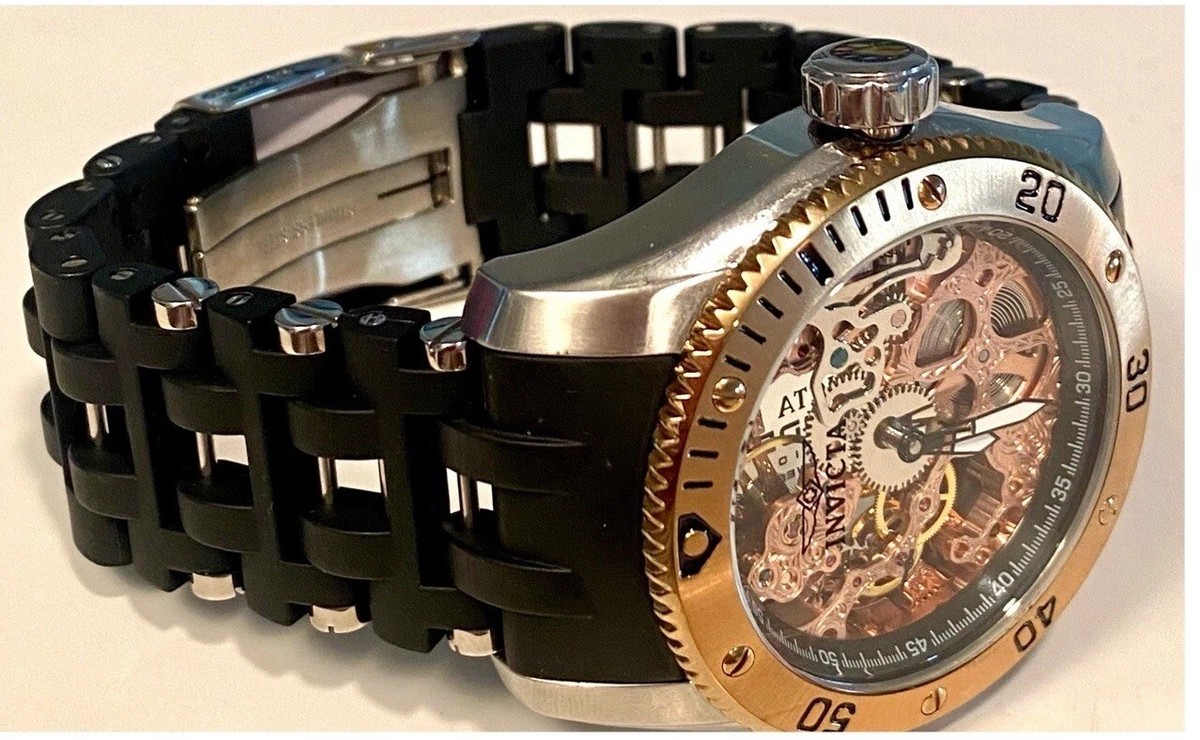 50mm Skeleton Mechanical | Rosetn SEA SPIDER | Black Link-Bracelet