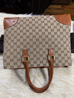 Authentic Vintage Gucci Tote Canvas Leather Brown Orange | eBay
