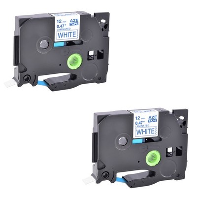 2 Pack TZ233 TZe233 Blue on White Label Tape for Brother P-Touch PT-1010 0.47''