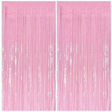 Pastel Pink Party Streamers Foil Fringe Backdrop Curtains Tinsel Streamers Bi...