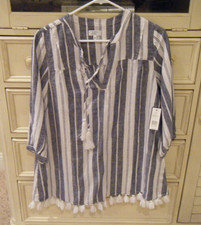 NWT Crown & Ivy Popover Swim Cover Up Size XS Navy/White New!
