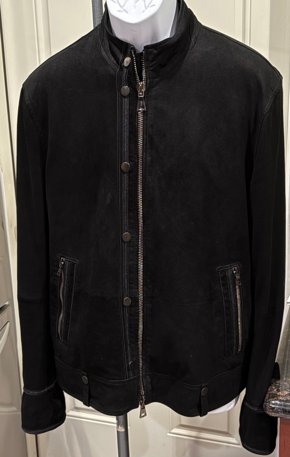 John Varvatos Goat Suede Jacket-Large-Black
