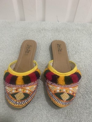 Seven Star Boho Embellished Mule Flats Multicolor EU 38 Women s Slip On