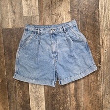 31.5 Waist Vintage Bill Blass Denim Mom Shorts High Rise Light Wash Cuffed 90s