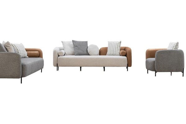 Wohnzimmer Polstergarnitur Designer Bunte Sitzgarnitur Textilsessel 3Tlg-image