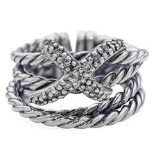 David Yurman  X Crossover Sterling Silver Diamond Ring