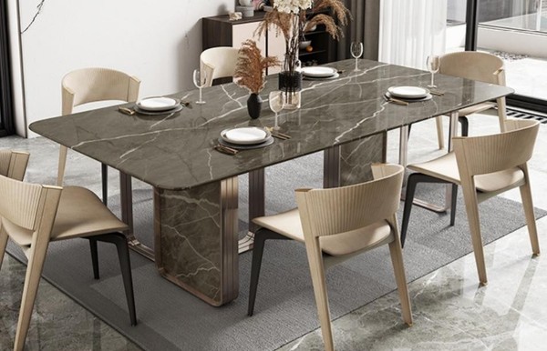 Luxus Esstisch Tisch Metall Tische Hochglanz Esszimmer Design Modern Esstische-image