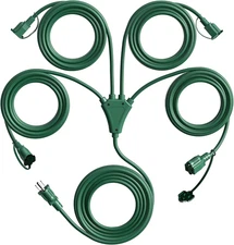 1 to 4 Splitter Extension Cord (Combined 46 FT, End to End 28 FT), 3 Prong Plug 