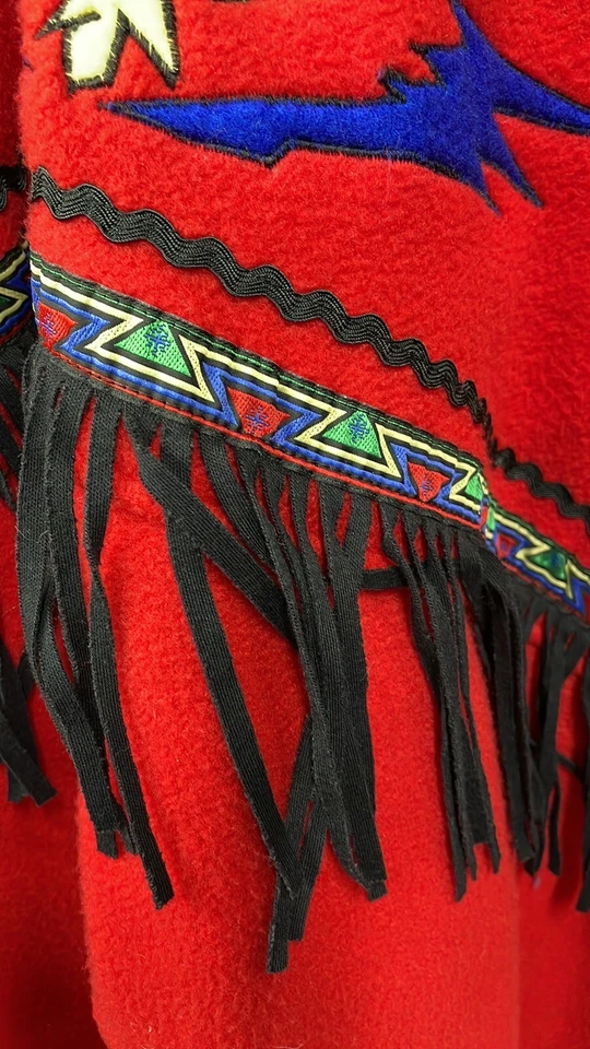 Chaqueta de gran tamaño polar bordada azteca con flecos occidentales vintage de Rafael para mujer Foto 4 de 4