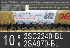 Genuine Toshiba 10 Pairs (2SC2240-BL + 2SA970-BL) Open From Original Box