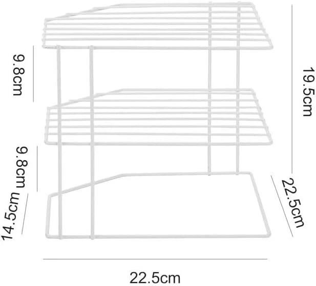 CUPBOARD PLATE RACK FOR 3 TIER WHITE CORNER KITCHEN SHELF INSERT TIDY ORGANISER - Image 3 of 4