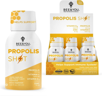 BEE and You Immune Support 100% Natural Propolis Shot Supplement, Antioxidant...