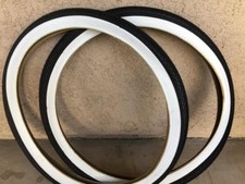 26  x 2.125 Pair of BRICK Black White Wall Beach Cruiser Bicycle Tires lowrider