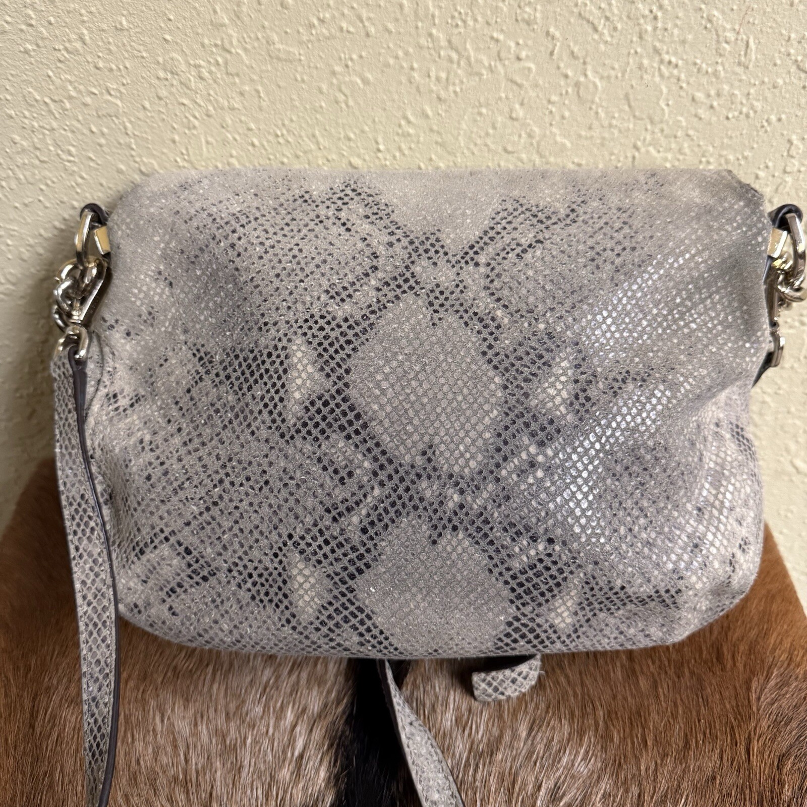 MICHAEL KORS Suede Snake Skin Python Embossed Sad… - image 4