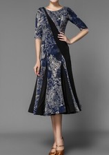 Ballroom Waltz Standard Smooth Floral Crepe Practice Dance Dress