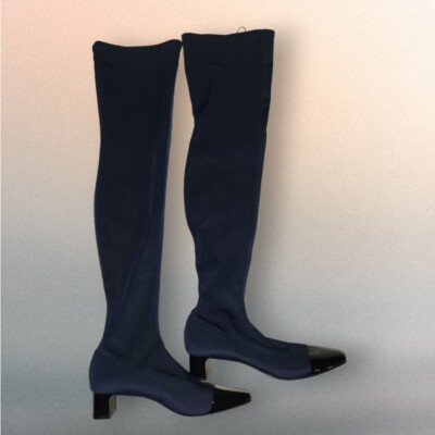 ZARA Trafaluc Womens 36 US Thigh High Kitten Heel Tall Blue Boots  Cosplay