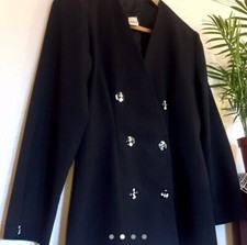 90s Vintage Black Blazer Jacket With Zebra/cow Print Buttons, Black And White