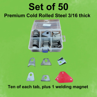 Roll Cage Tabs and mounts, -Pack of 50 Thick 3/16'' Steel Tabs, Rat Rod, Chassis