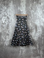 Free People Dress 0 Gray A Line Strapless Smocked Colorful Dove Print Pin Stripe