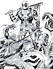 DEADPOOL KILLS THE MARVEL UNIVERSE AGAIN #1 PORTADA RECREACIÓN ARTE CÓMIC original