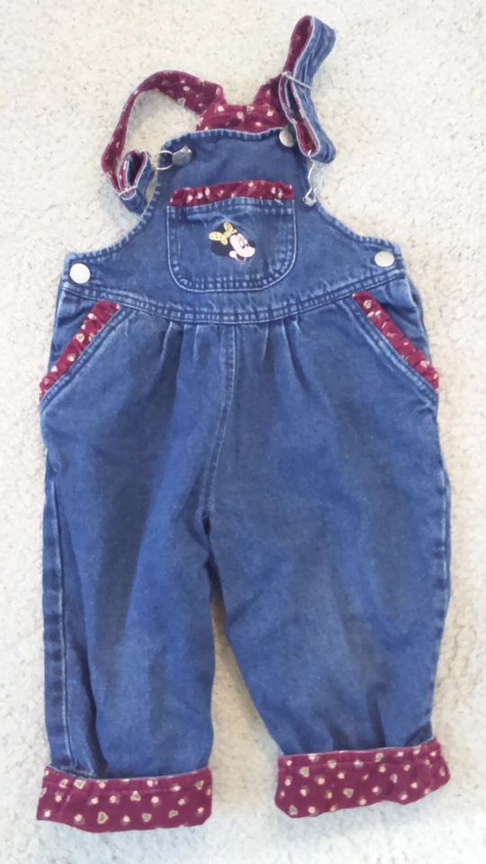 SALOPETTE EN JEAN FILLE DISNEY STORE MINNIE BRODE 2/3 ANS NEUVE IDEE CADEAU - Photo 1/1
