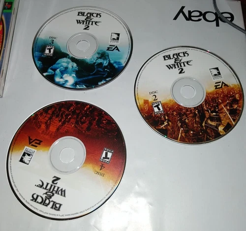Black & White 2 PC Game SPOTLESS REPLACEMENT DISCS ONLY #2, #3, #4. FREE SHIP