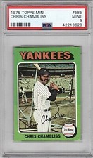1975 Topps Mini Chris Chambliss #585 Card Graded Psa 9 Mint!!!!