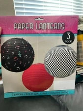 50's Paper Lanterns Hanging Decorations 3ct New!!!!