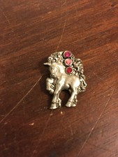 Small Pewter Unicorn Charm w Glass jewels