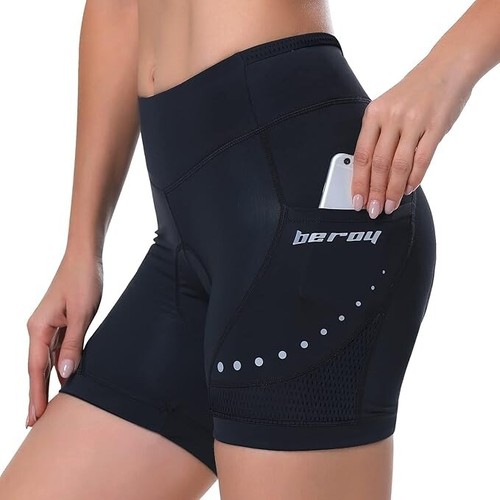 Women Bike Shorts Pockets 4D Gel Padded Cycling 5" Spinning Leggings