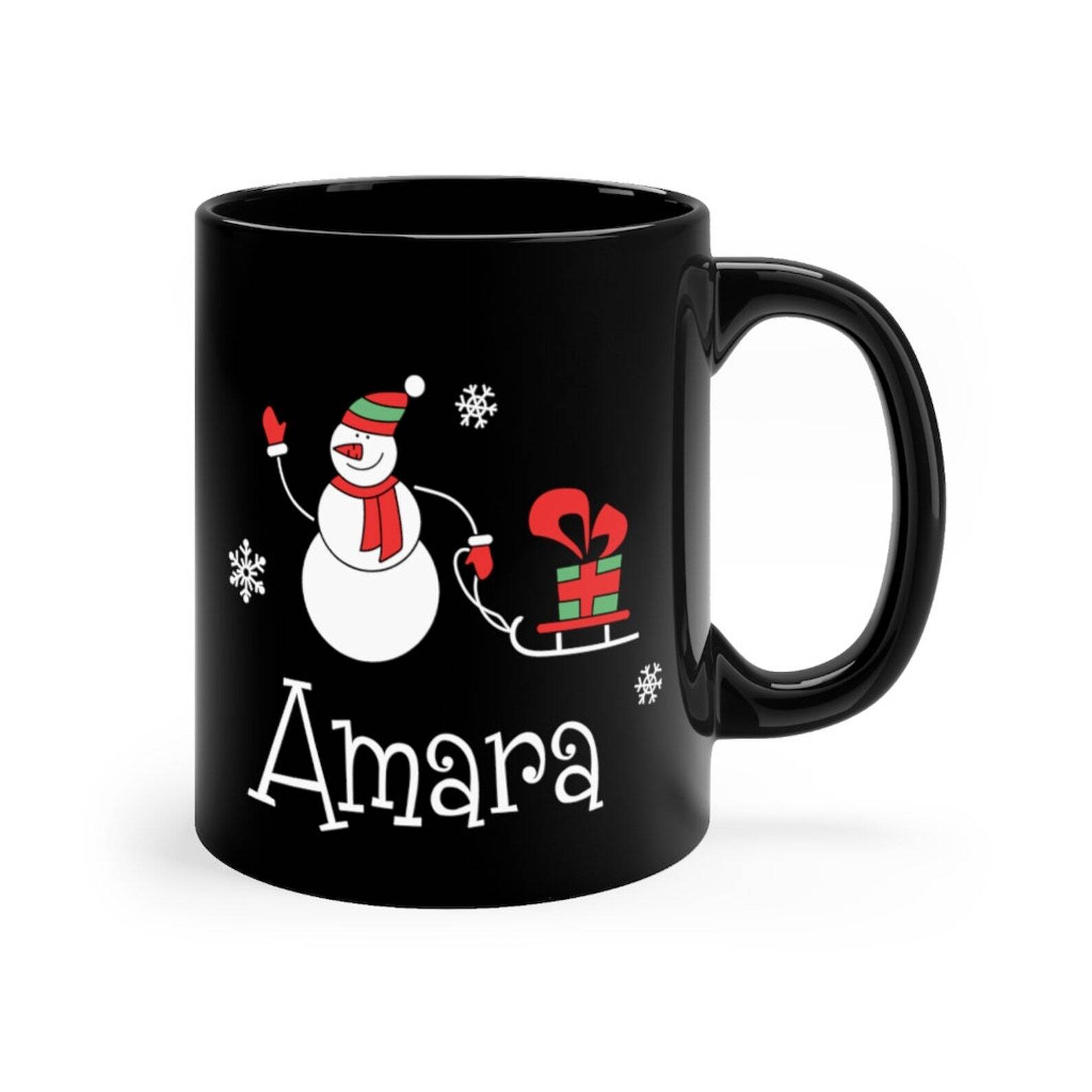 Christmas Mug Personalized Custom Name Gift Black Custom Christmas Mug Xmas Cup