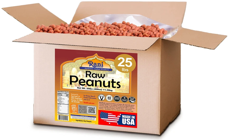 Rani Peanuts, Raw Whole With Skin (uncooked, unsalted) 25lbs (400oz) 11.36kg - Image 4 of 4