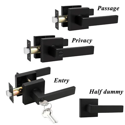 PROBRICO Matt Black Door Lever Privacy Passage Dummy Handles Square Interior Entry Handle
