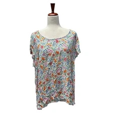 Cynthia Rowley Woman Blouse 2X Top Shirt Floral Sleeveless Button Back Boho (13)