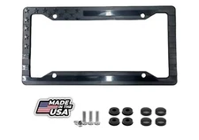 1X Black 3D USA American Flag License Plate Frame Holder Auto Car Tag Decal ABS