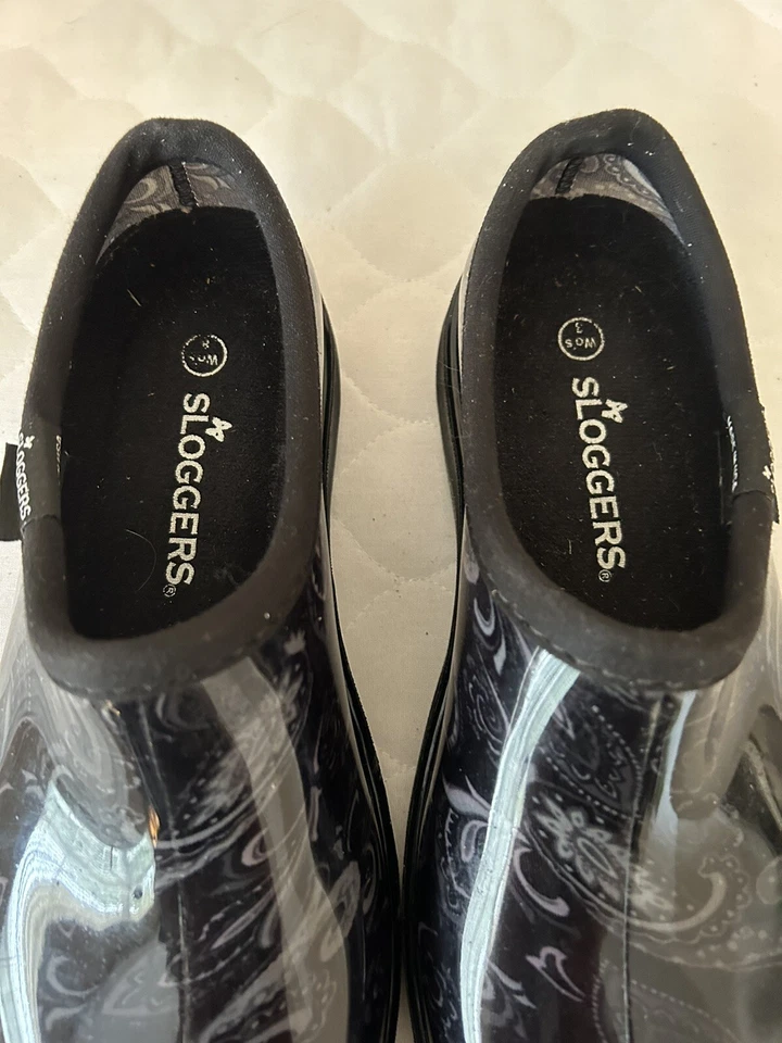 Sloggers Waterproof Clogs Slip On Women’s Size 8 Black Paisley - Image 3 of 4
