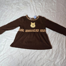 Disney Baby Winnie The Pooh shirt snap Up Top/ Baby Girl Brown SZ 3T