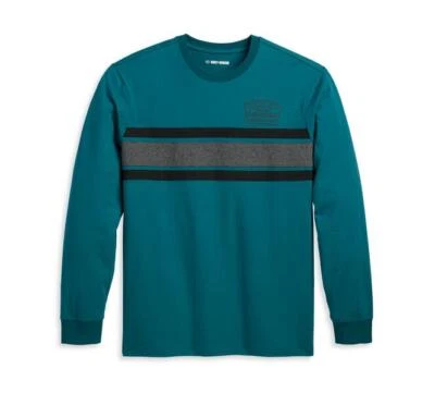 HARLEY-DAVIDSON Sudadera Hombre Manga Larga Colorblock Deep Teal Talla L - Imagen 1 de 2