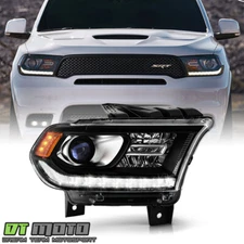2016-2020 Dodge Durango Haloge Black Trim LED DRL Projector Headlight-Passenger