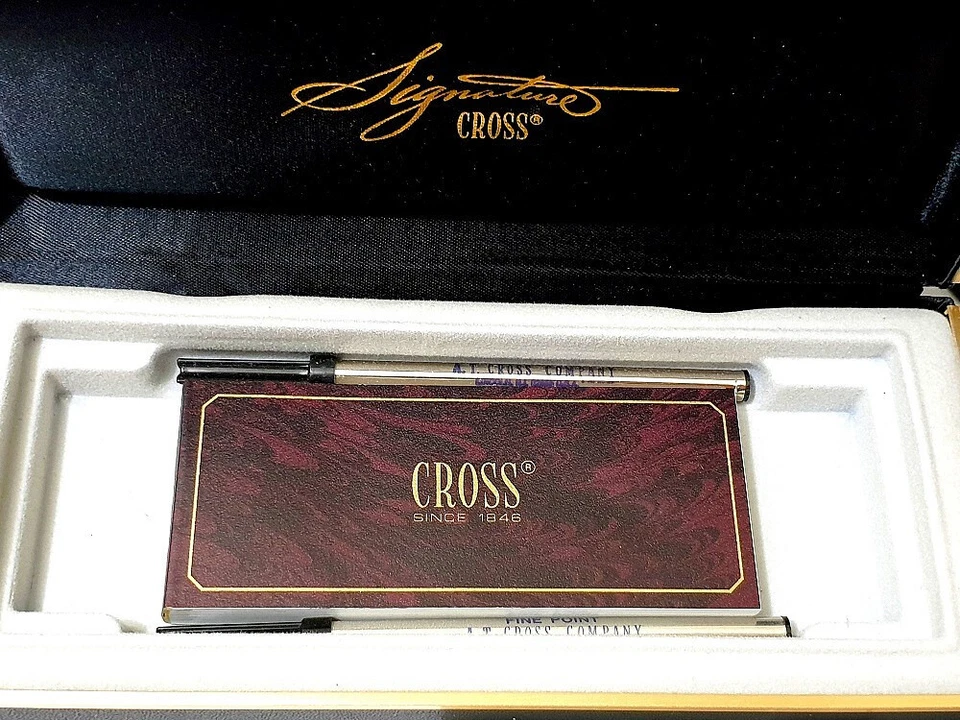 Cross Signature Roller Ball 22K 916 Gold Electroplated um 1990 Full Set NEU - Bild 4 von 4