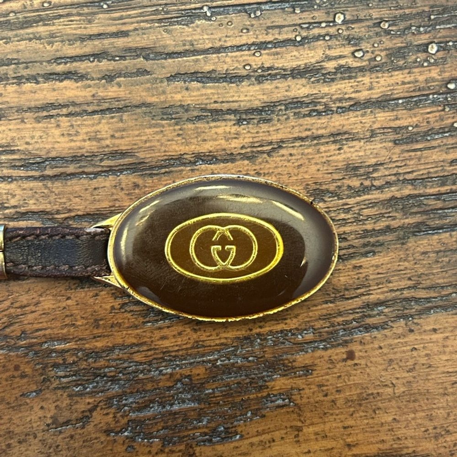 Authentic GUCCI Keyring GP Interlocking Gold Dark… - image 5