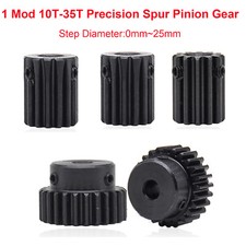 1 Mod 10T-35T Precision Spur Pinion Gear With Step 0-25mm 45# Steel Motor Gear