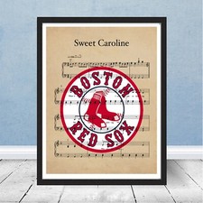 Boston Red Sox Sweet Caroline Neil Diamond Sheet Music Fenway Gift Baseball Art