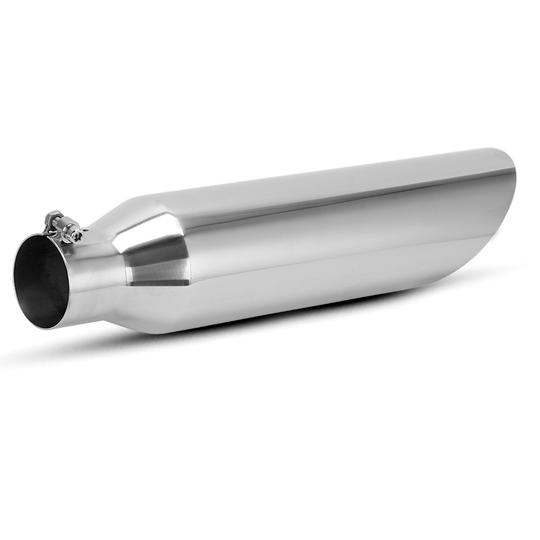 2.5" Inlet 4" Outlet 18" Inch Long Diesel Exhaust Tips Chrome Stainless